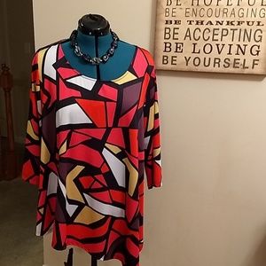 Jete Multi colored Asymmetric Hem Tunic
